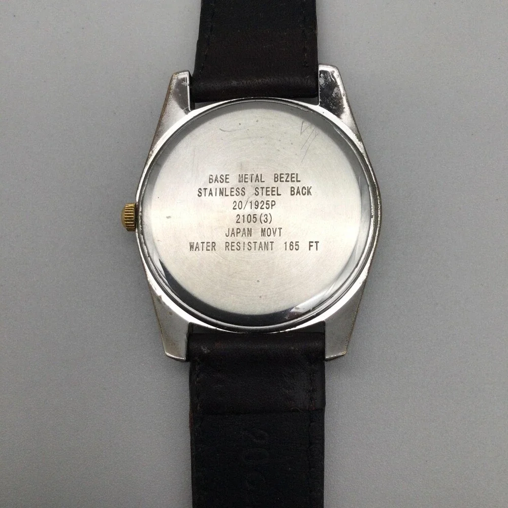 Armitron Mens Watch 38mm Two Tone Leather Strap Day Date 165FT New Battery